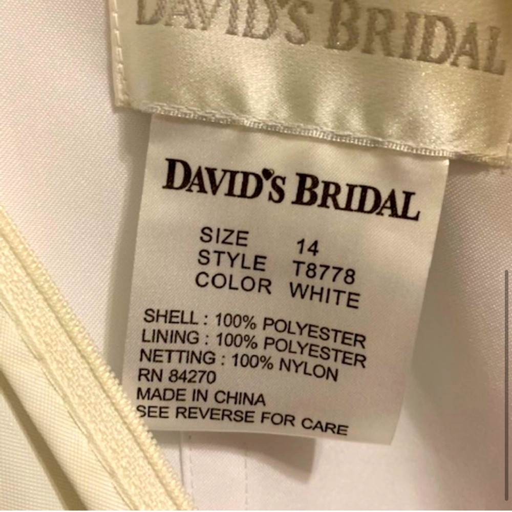 David's Bridal Strapless Satin A-Line Wed Dress View 4